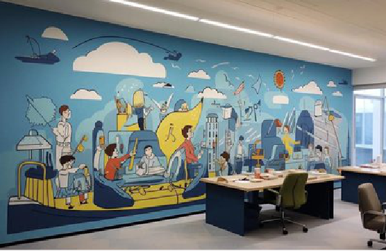 商水办公室墙绘的特点。
