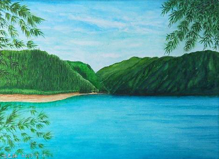 商水在墙绘中，如何绘画绿水青山？